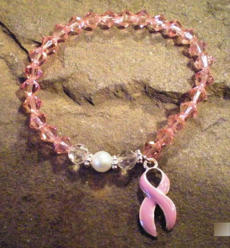 Breast Cancer Ribbon Bracelet Light Rose
