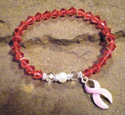 Breast Cancer Ribbon Bracelet - Indian Pink