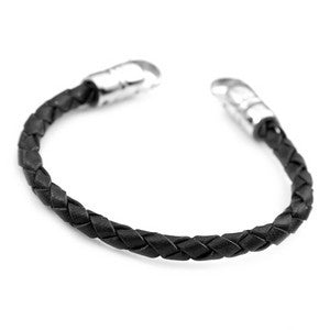 Make Your Own Black Braided Leather Bracelet 6.5 In (No Tag)