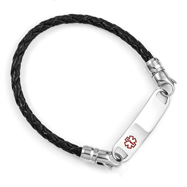 Make Your Own Black Braided Leather Bracelet 6.5 In (No Tag)