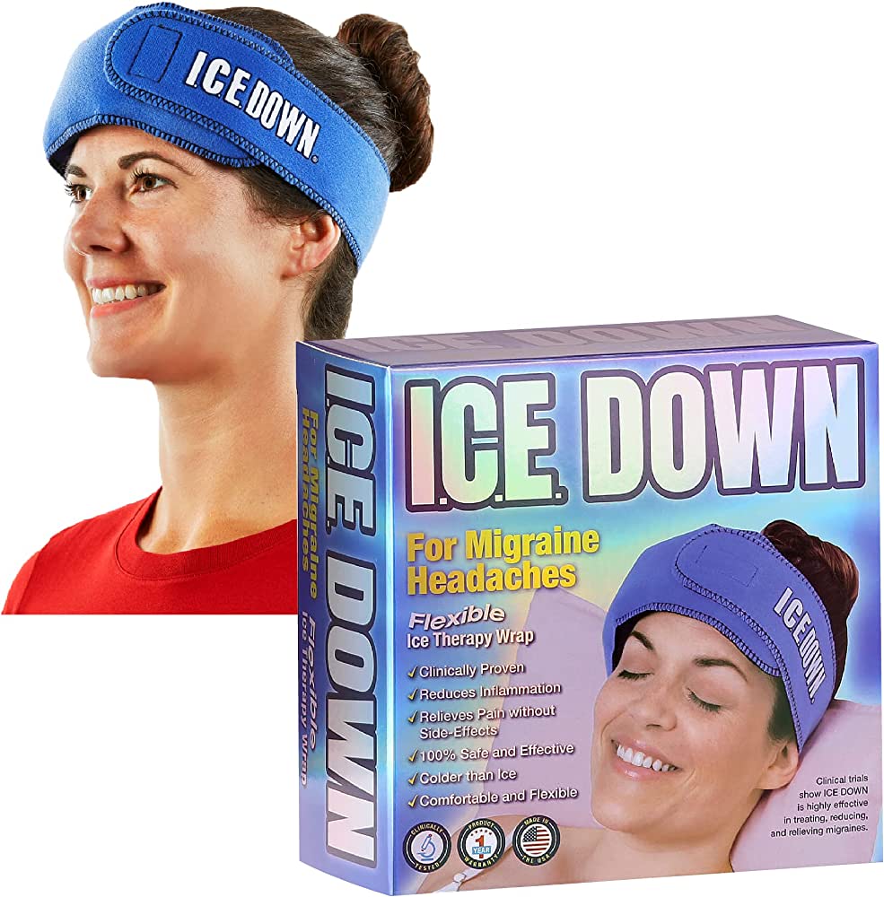 I.C.E. DOWN Migraine Cold Therapy Wrap with Ice Pack